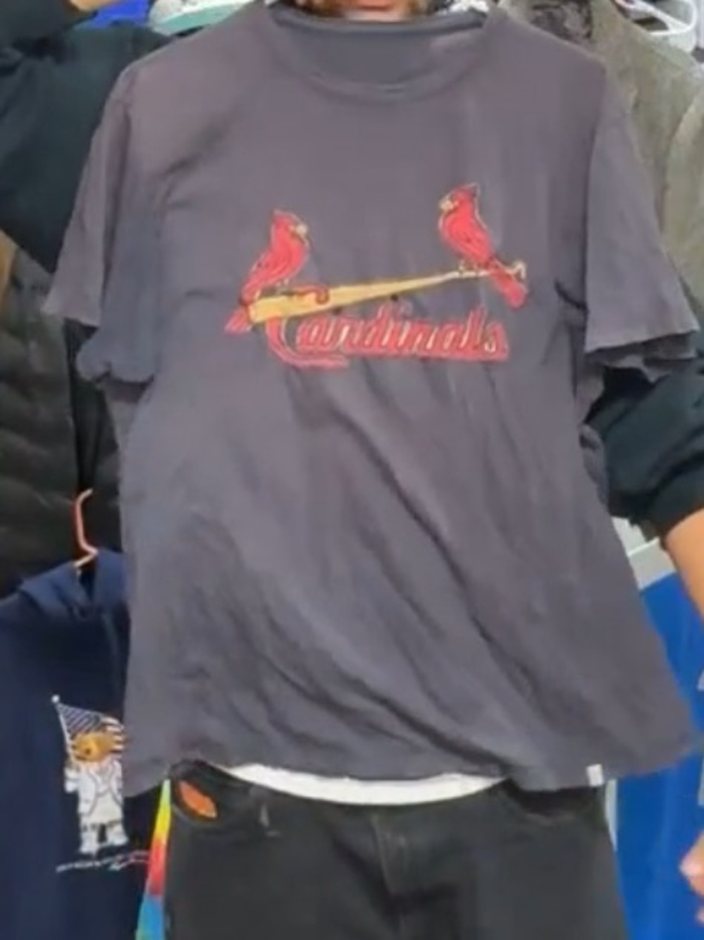 MLB St. Louis Cardinals Navy Graphic Tee with Red Logo